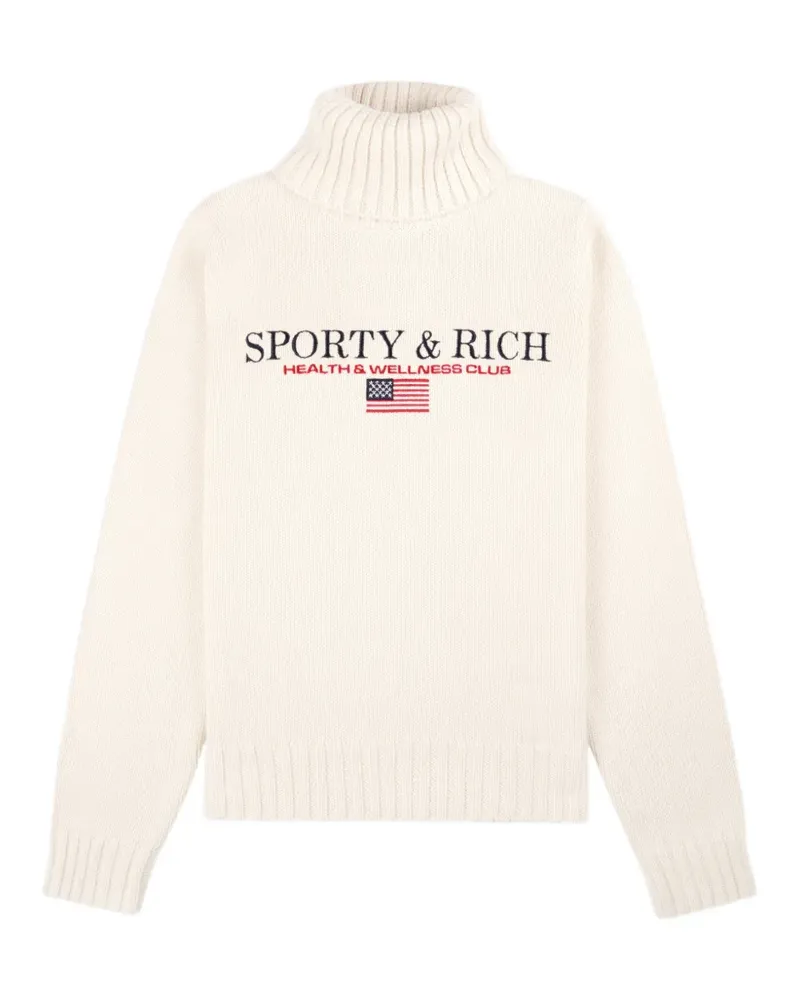SPORTY & RICH roll neck flag jumper - Nude Nude
