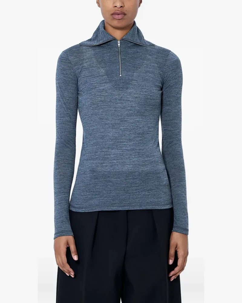 Jil Sander Feinstrick-Poloshirt mit kurzem Reißverschluss - Grau Grau