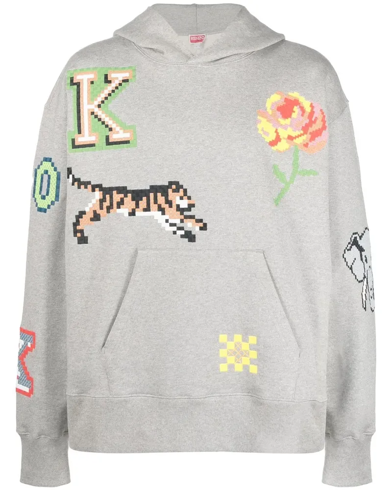 Kenzo Pixel Hoodie im Oversized-Look - Grau Grau