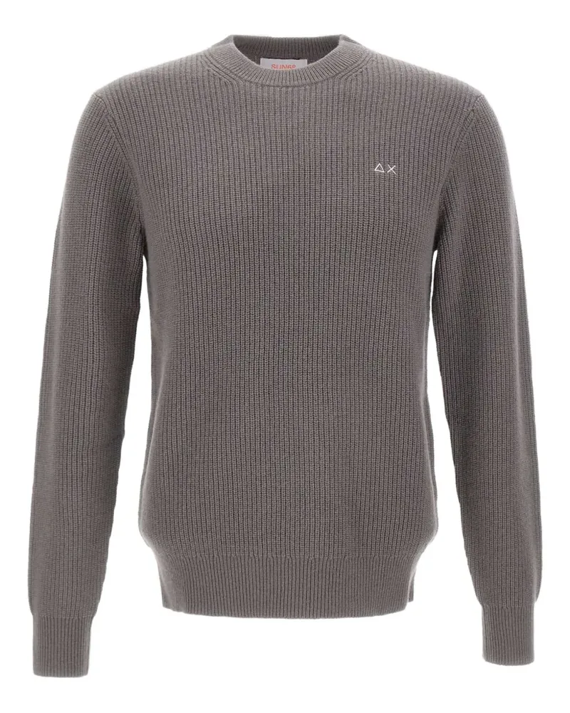 Sun68 ribbed embroidered-logo sweater - Grau Grau