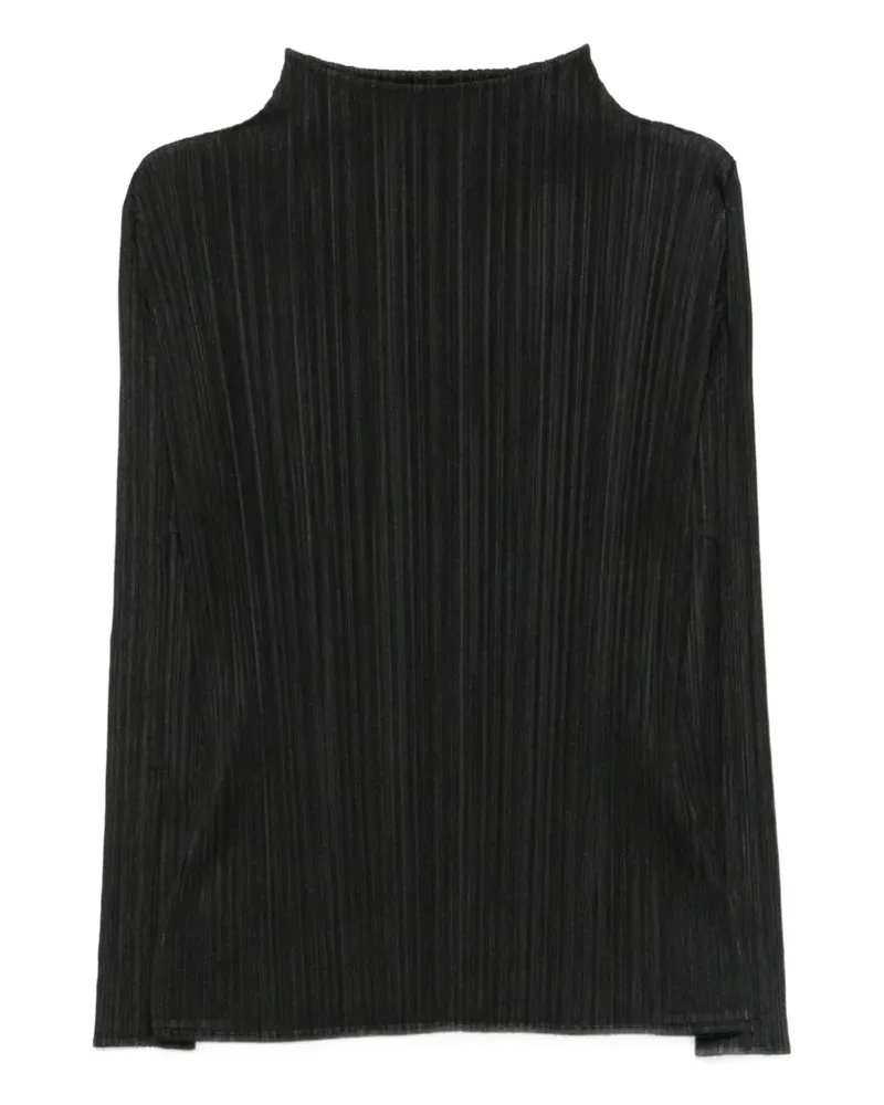 Issey Miyake Plissiertes Top - Schwarz Schwarz