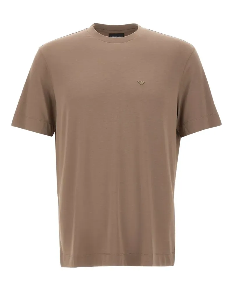 Emporio Armani T-Shirt mit Adlerstickerei - Braun Braun
