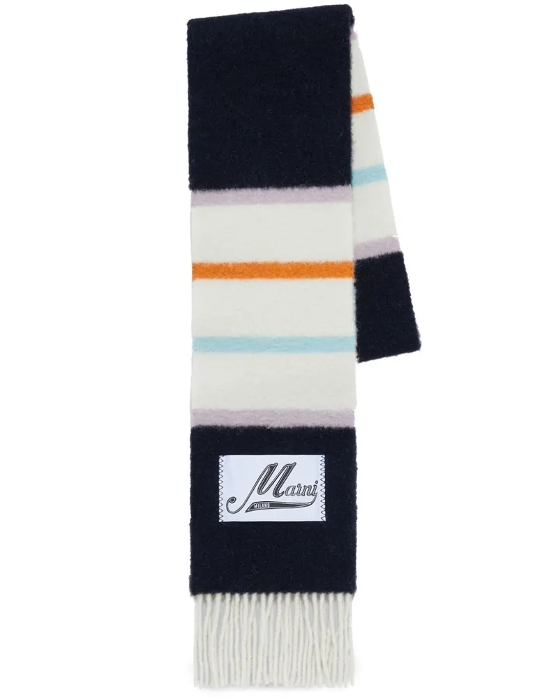 Marni Schal mit Logo-Patch - Weiß Weiß