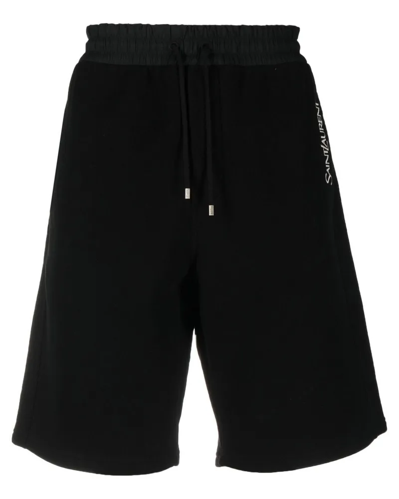Saint Laurent Shorts mit Logo-Stickerei - Schwarz Schwarz