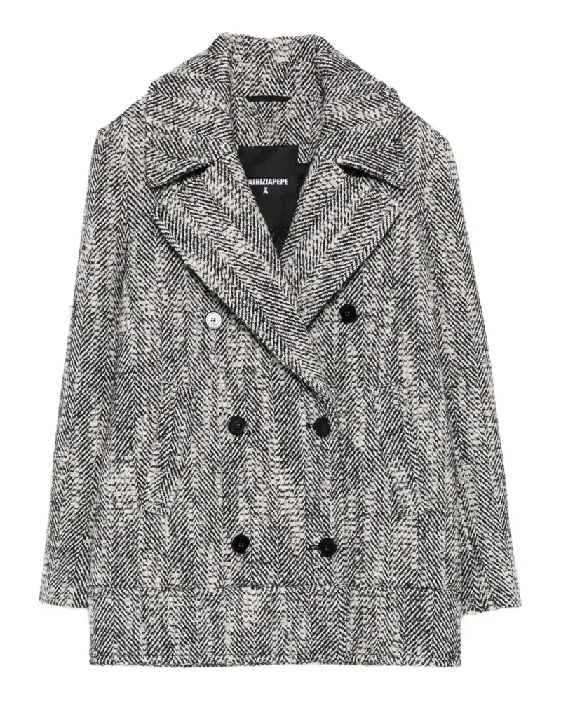 Patrizia Pepe herringbone double-breasted coat - Schwarz Schwarz