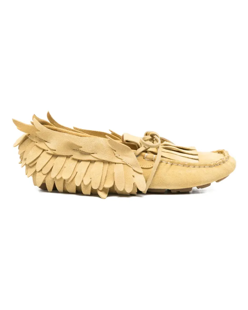 Alberta Ferretti feather-detail fringed shoes - Gelb Gelb
