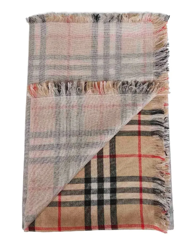 Burberry fringed checked scarf - Nude Nude