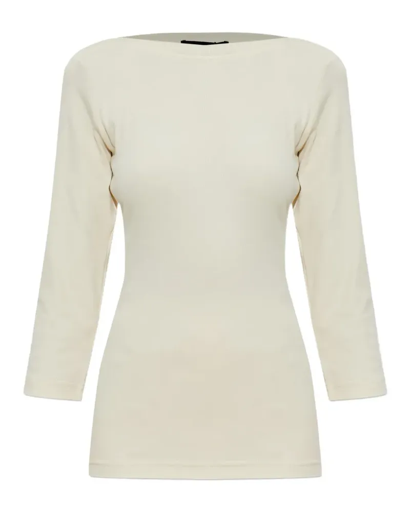 Fabiana Filippi three-quarter sleeve boat-neck top - Nude Nude