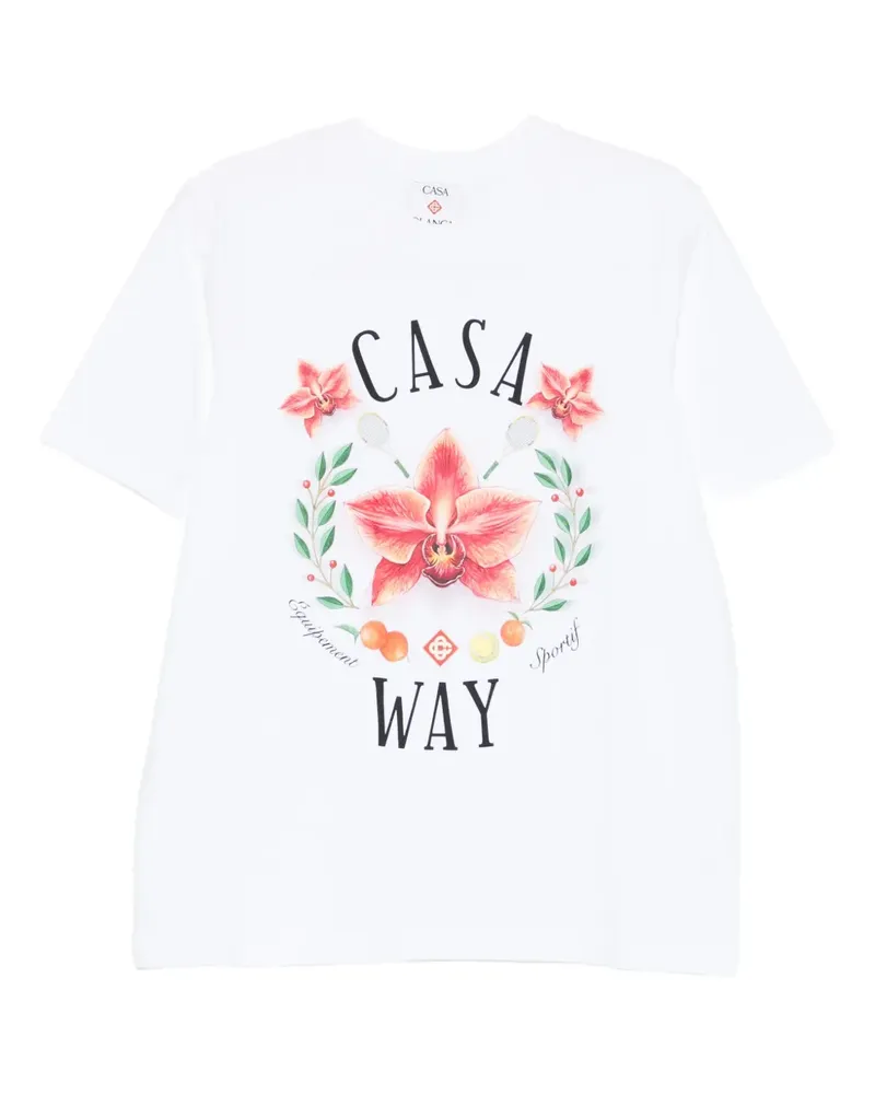 Casablanca Paris T-Shirt mit Orchideen-Print - Weiß Weiß