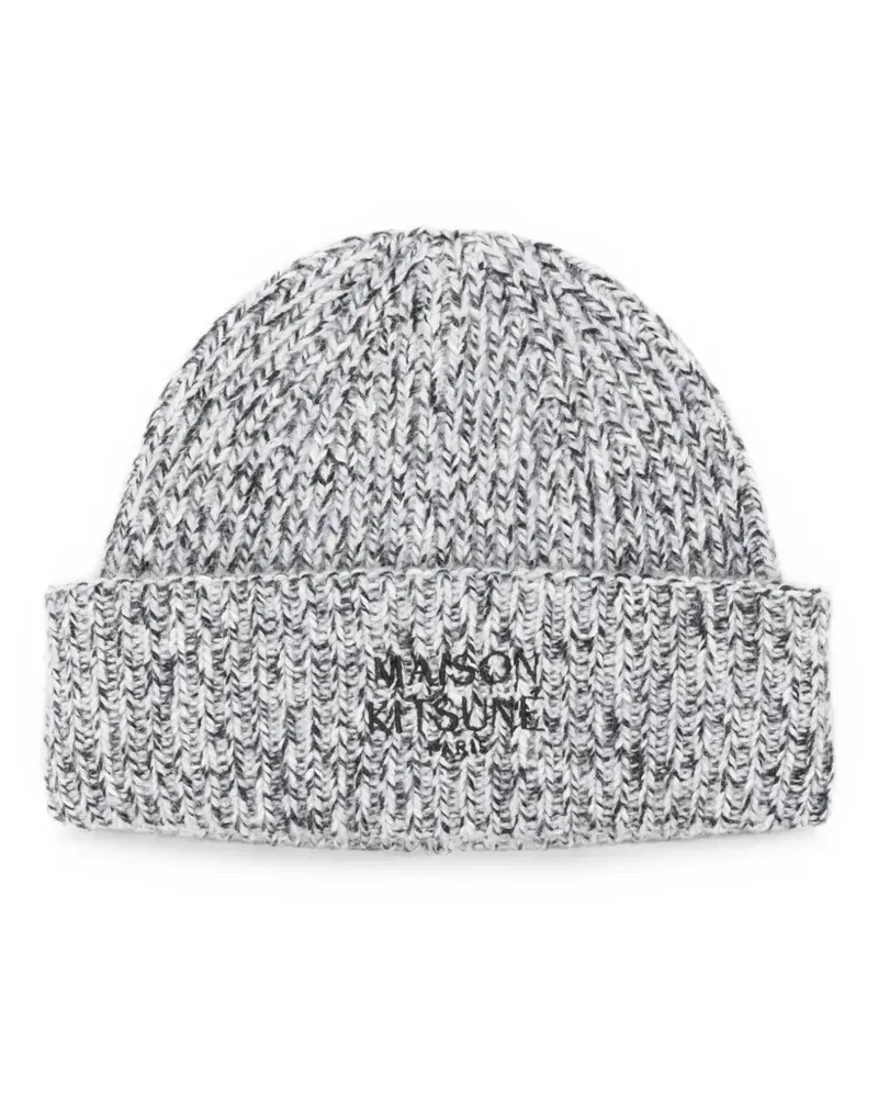 Kitsuné logo-embroidered ribbed-knit beanie hat - Grau Grau