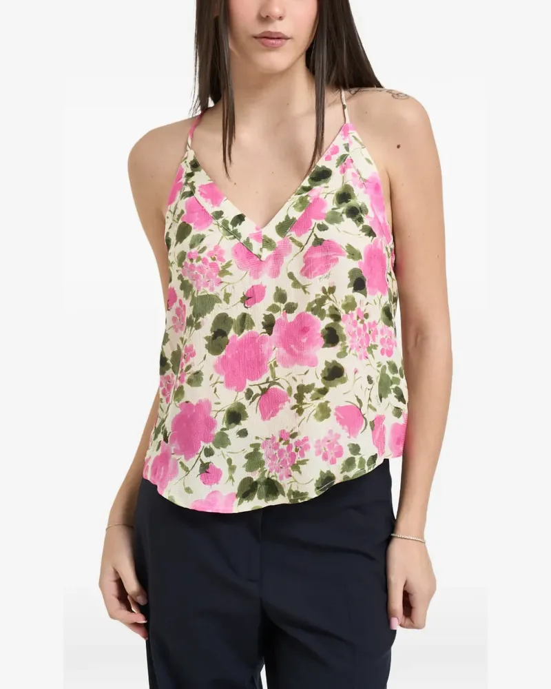 Liu Jo floral-print V-neck top - Nude Nude