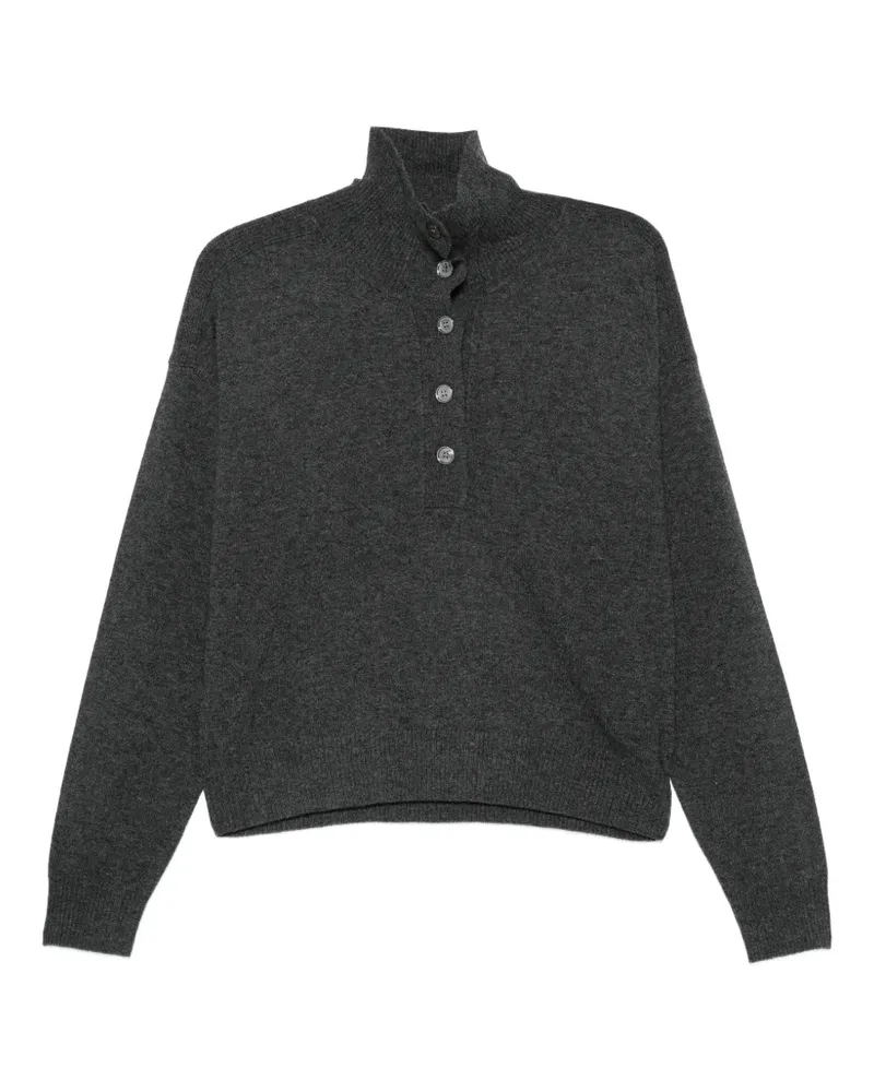Seventy Geknöpfter Pullover mit Stehkragen - Grau Grau