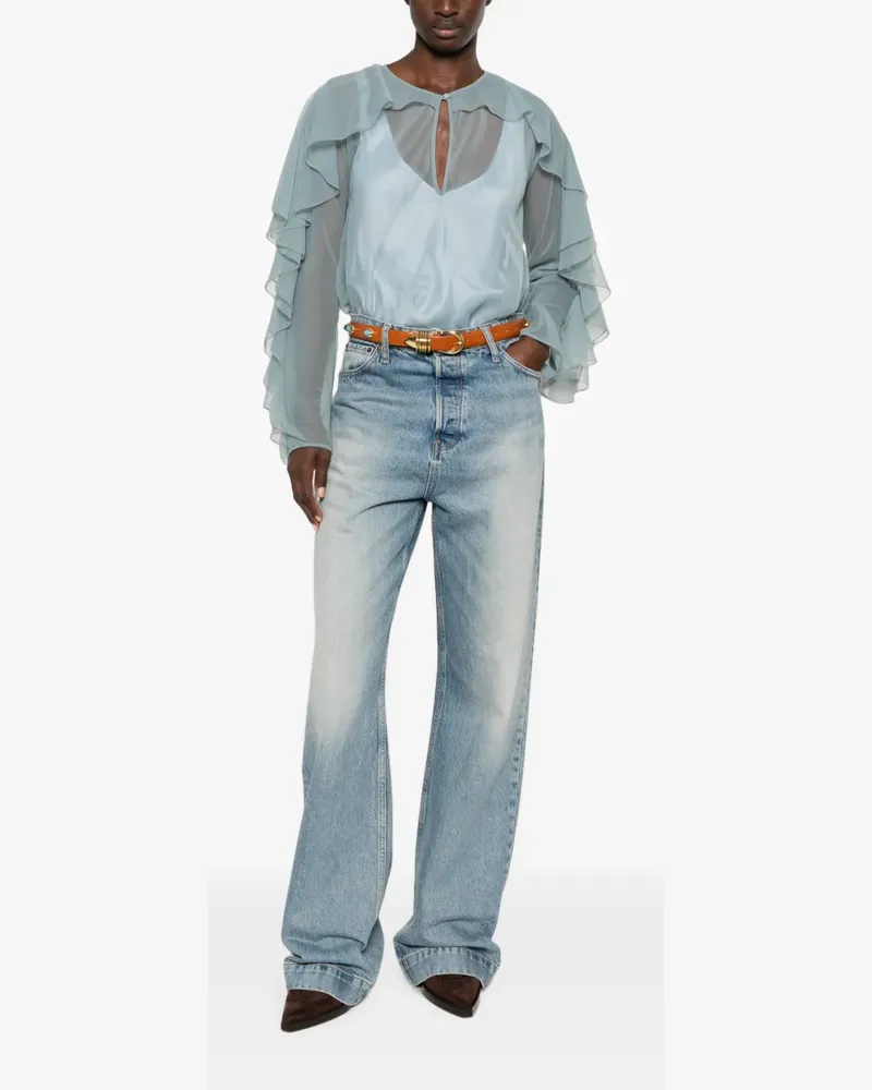 forte_forte sheer shirt - Blau Blau