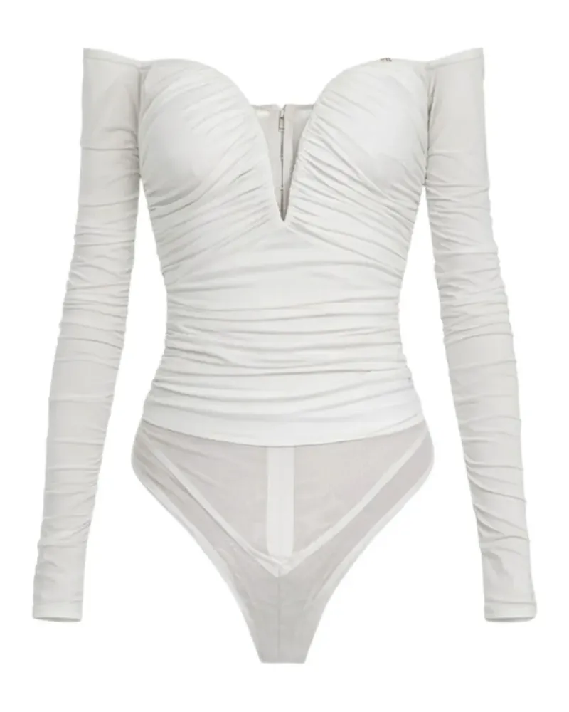 Elisabetta Franchi Drapierter Body mit Herzausschnitt - Weiß Weiß
