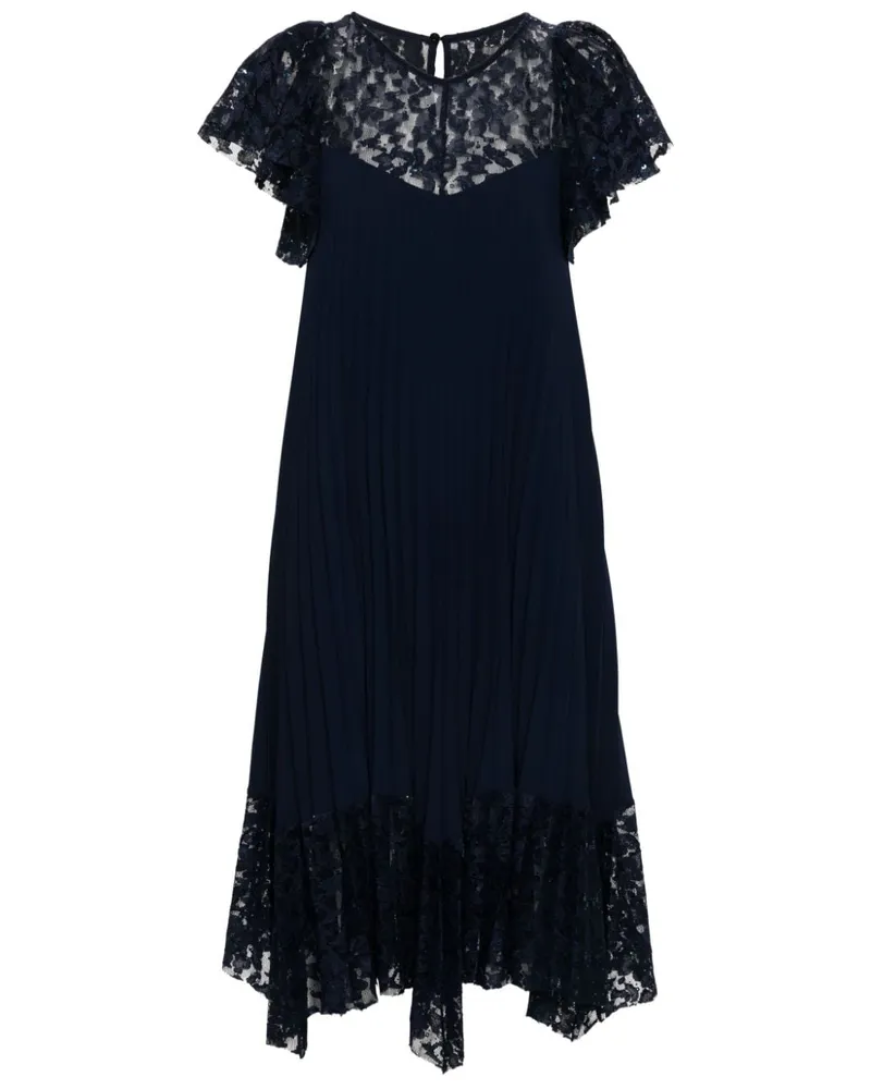 NISSA Midikleid mit Spitzeneinsätzen - Blau Blau