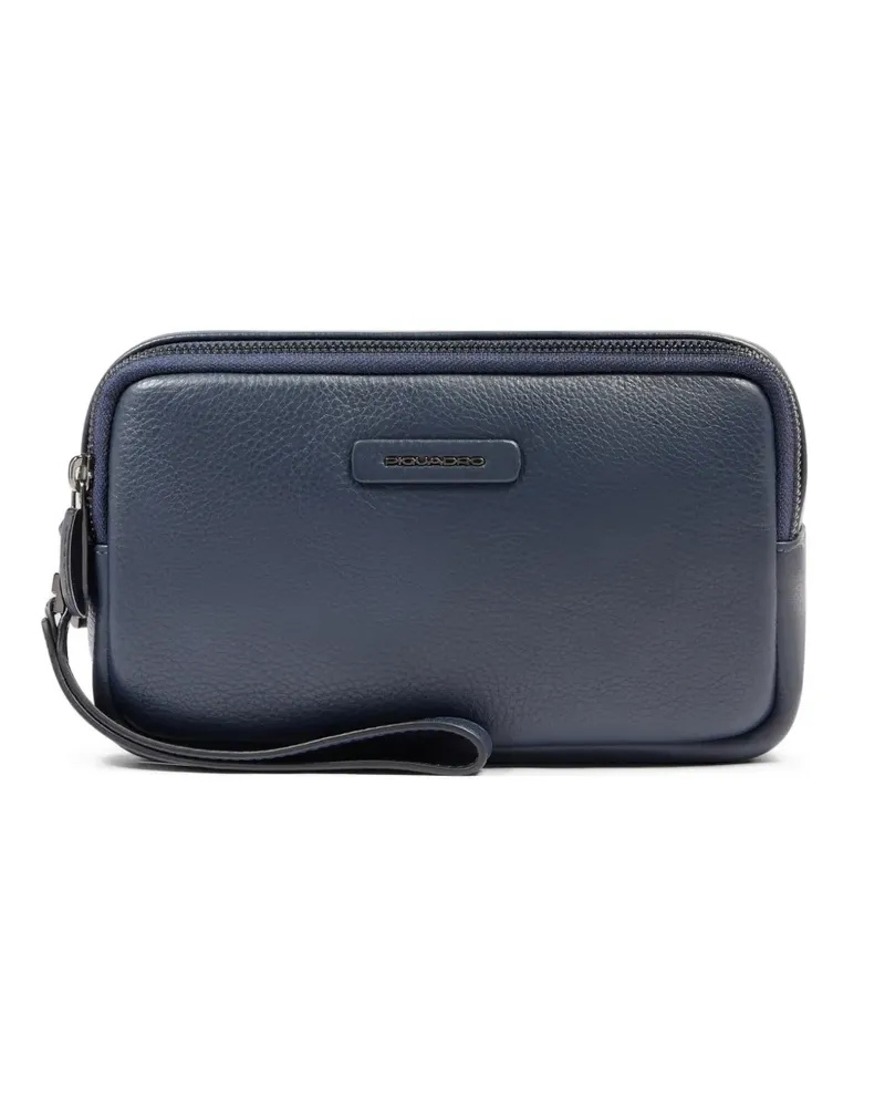 Piquadro Clutch aus gekörntem Leder - Blau Blau