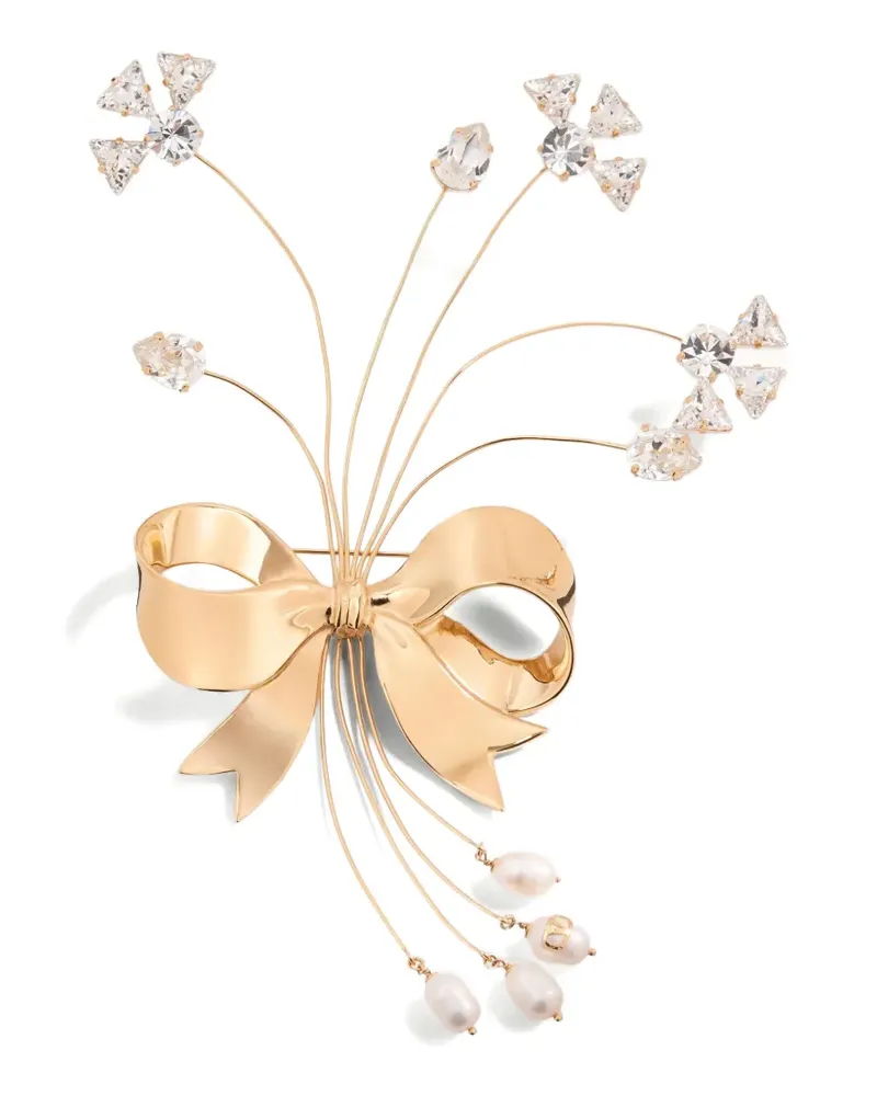 Valentino Garavani Papier Brosche mit Blumenverzierung - Gold Gold
