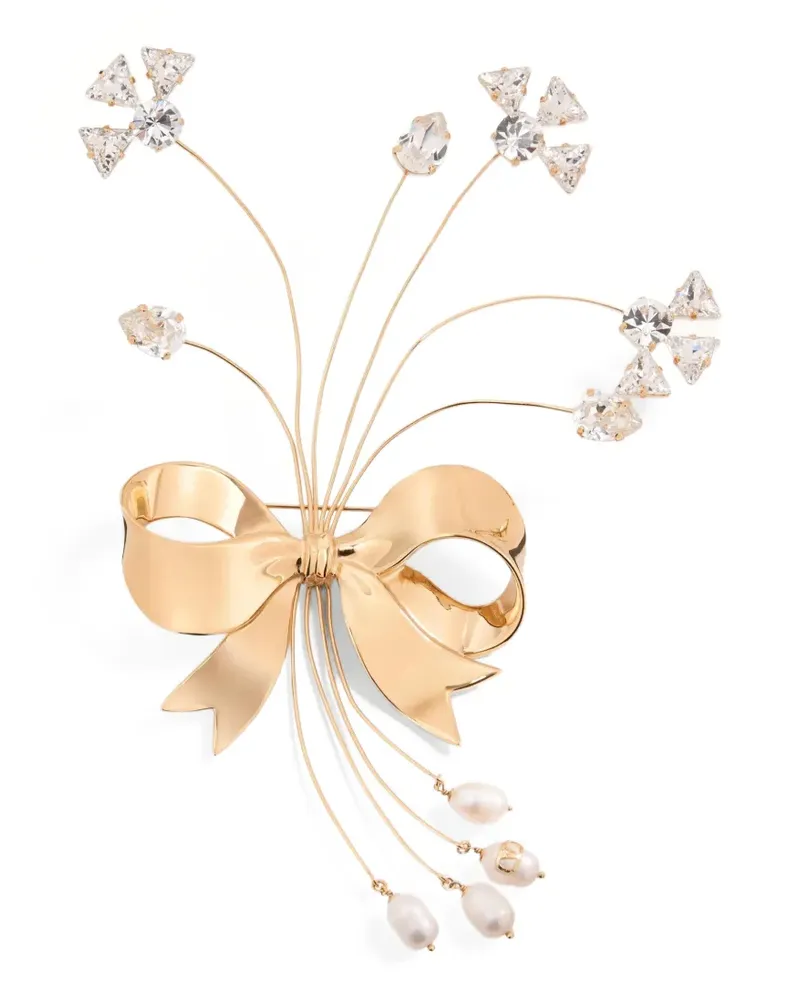 Valentino Garavani Papier Brosche mit Blumenverzierung - Gold Gold