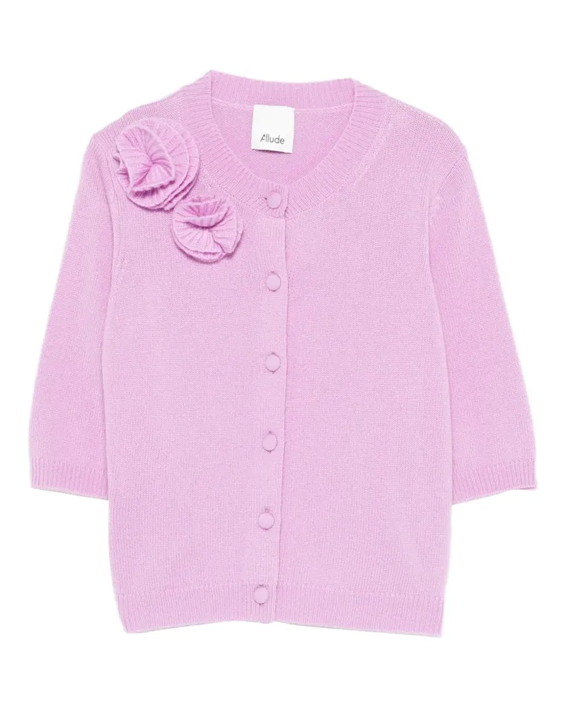 ALLUDE flower-embellishment button-fastening cardigan - Rosa Rosa