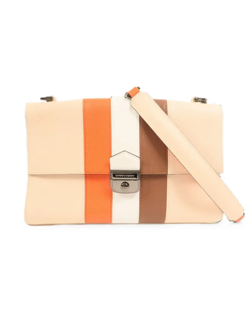 Longchamp striped leather shoulder bag - Nude Nude