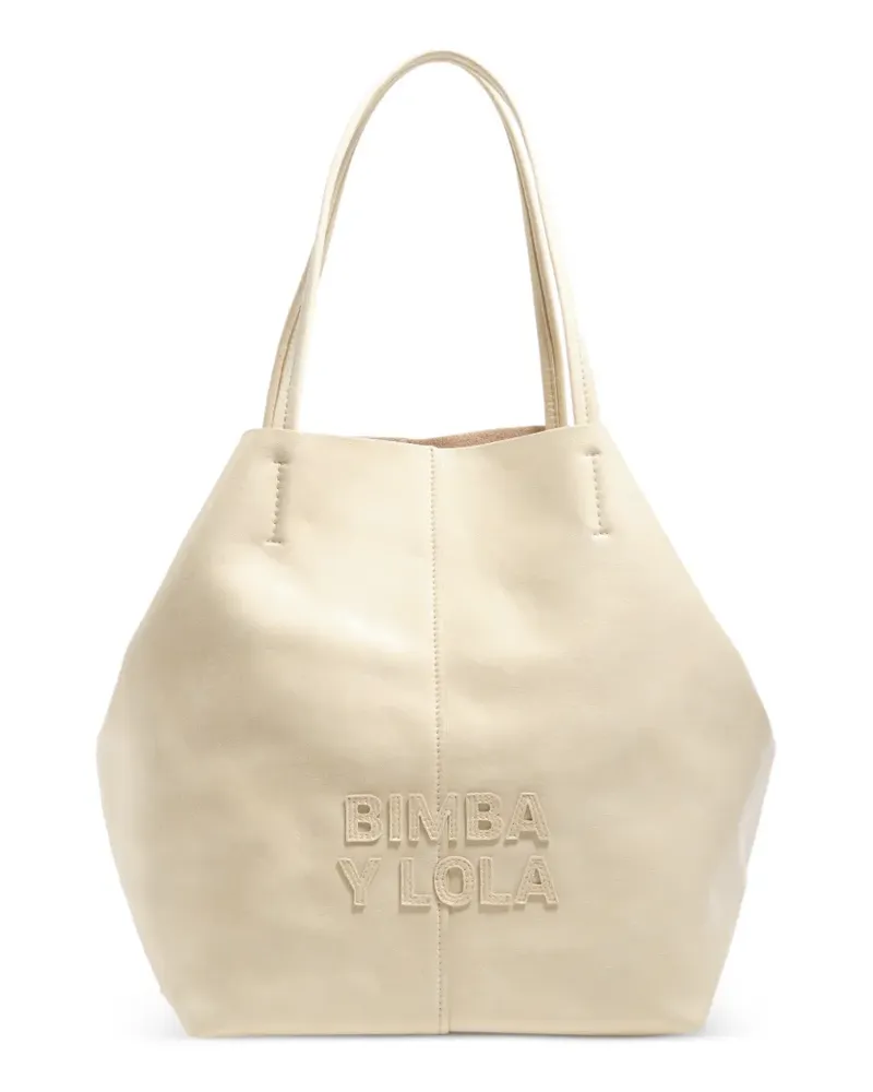 BIMBA Y LOLA Große Schultertasche mit Logo-Prägung - Nude Nude