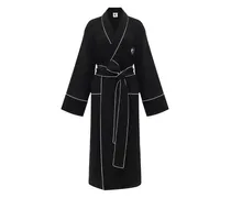 Paros Morgenmantel aus Leinen - Schwarz
