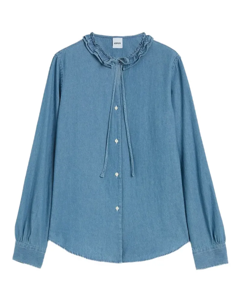 ASPESI Hemd mit Rüschenkragen - Blau Blau