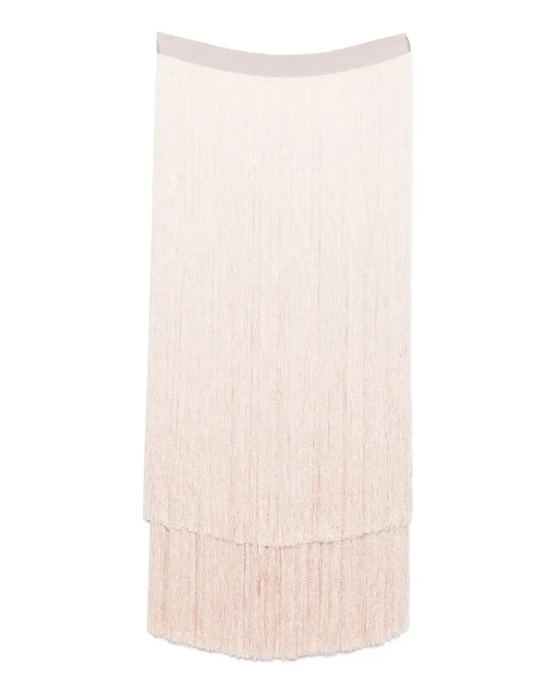 Elisabetta Franchi fringed layered midi skirt - Rosa Rosa
