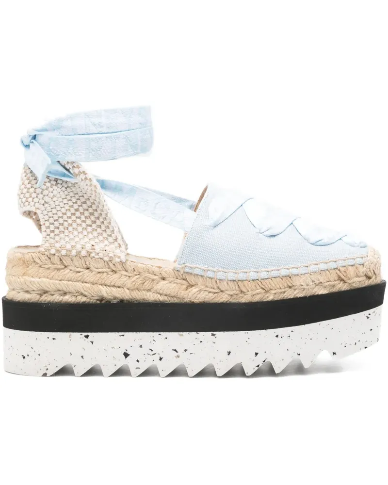 Stella McCartney ribbon-detail platform espadrilles - Blau Blau
