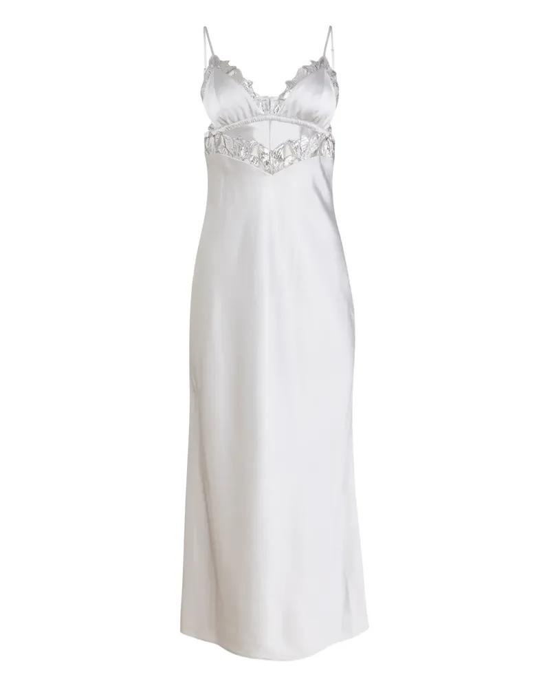 Fleur Du Mal Lily embroidery cut-out slip maxi dress - Grau Grau