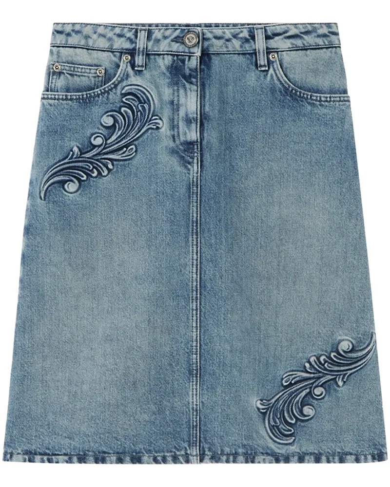 Versace Barocco Jeans-Midirock in A-Linie - Blau Blau