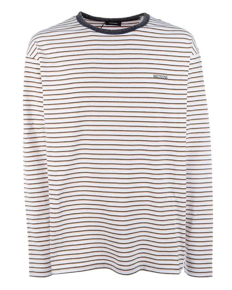 WE 11 DONE Gestreiftes Langarmshirt - Weiß Weiß