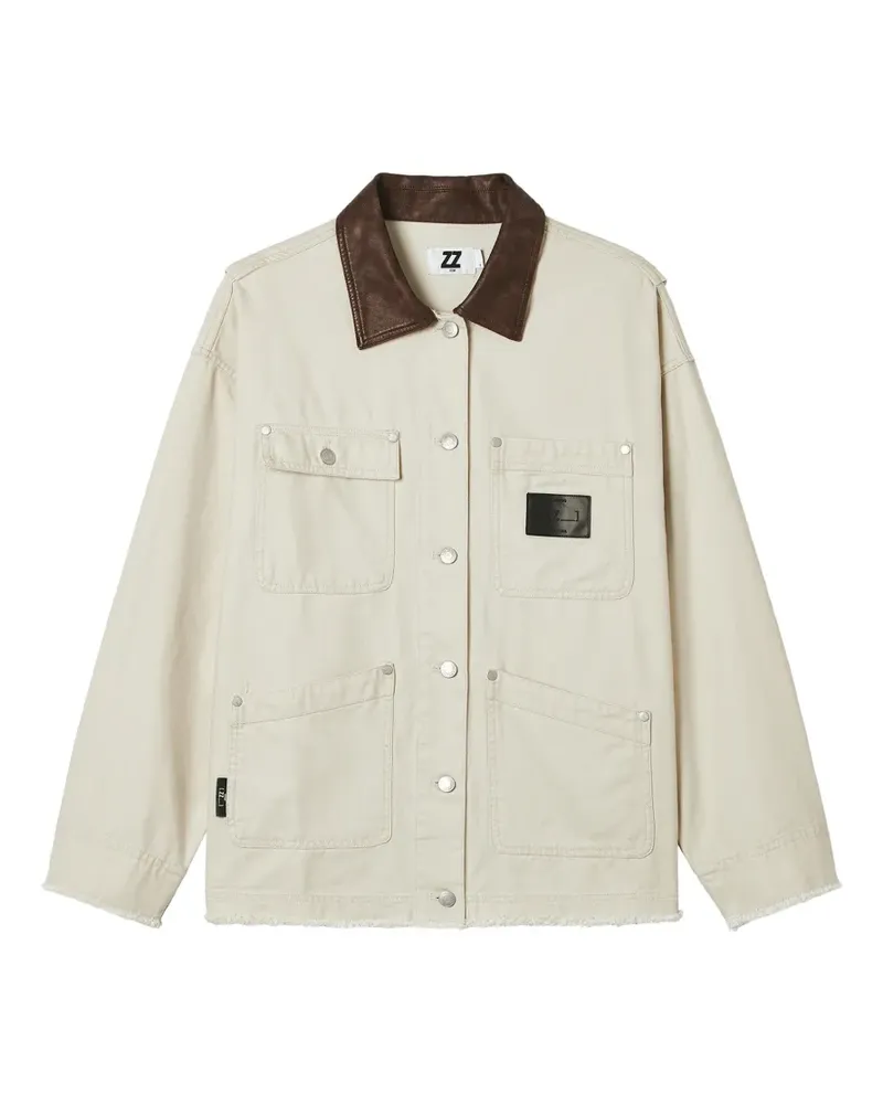 Izzue Ungesäumte Jacke mit Kontrastkragen - Nude Nude