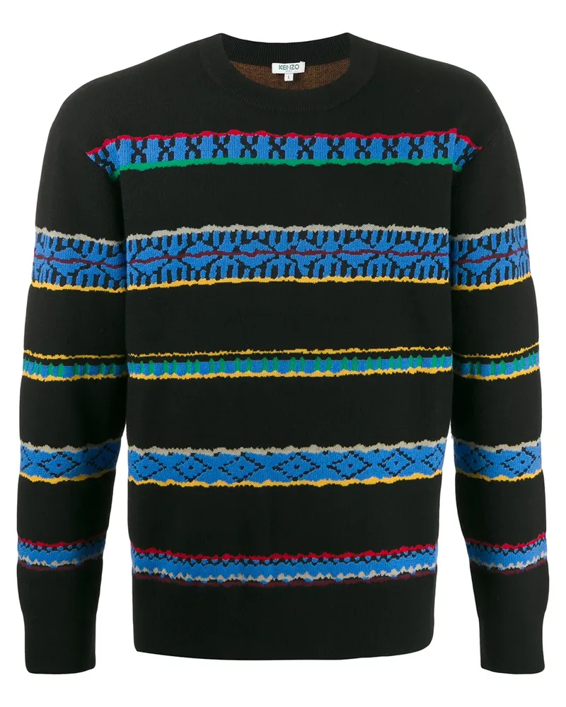 Kenzo Gestreifter Pullover - Schwarz Schwarz