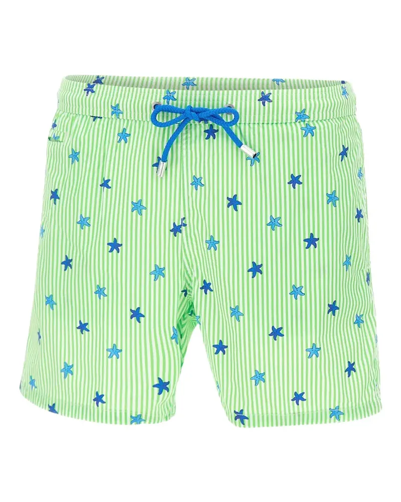 MC2 Saint Barth Gestreifte Badeshorts mit Sternmuster - Grün Grün