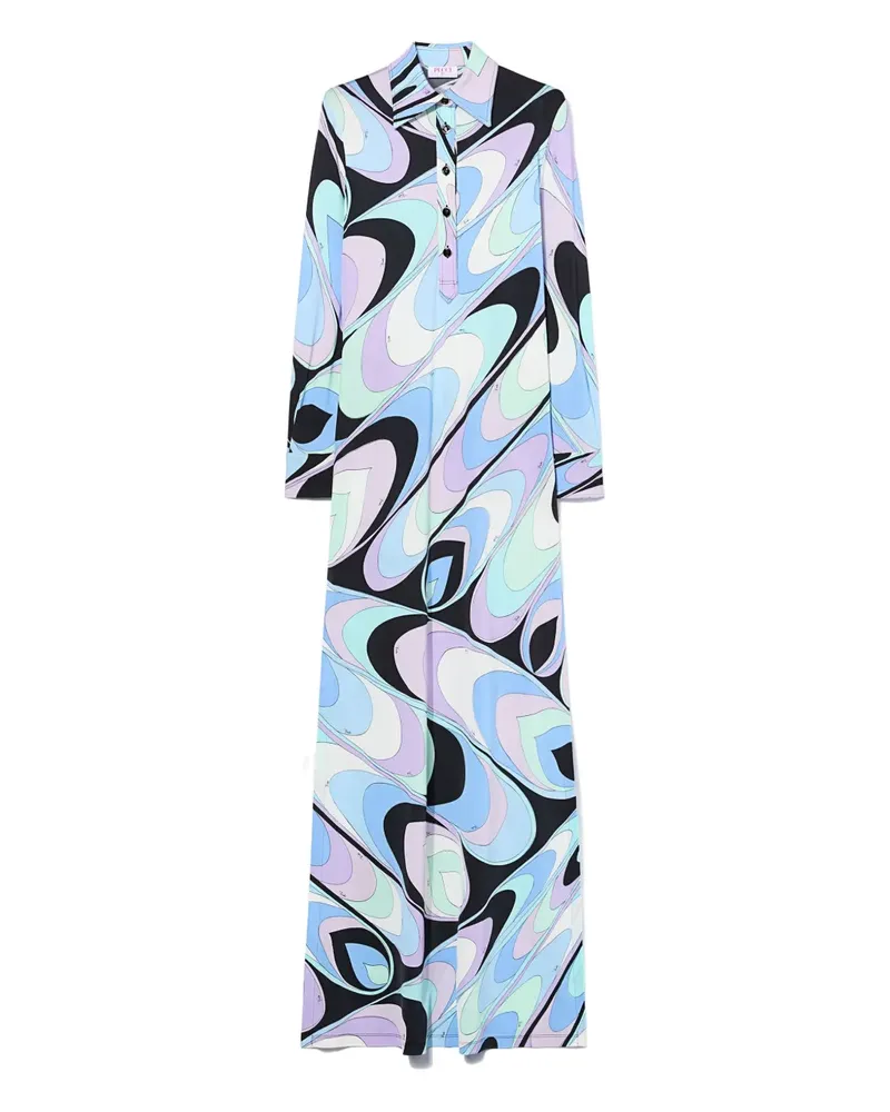 Emilio Pucci onde-print shirt dress - Blau Blau