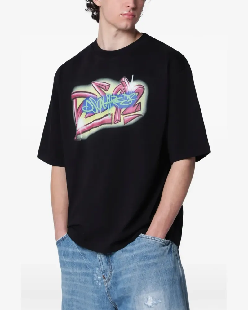 Dsquared2 Rebel Tags graffiti-print t-shirt - Schwarz Schwarz