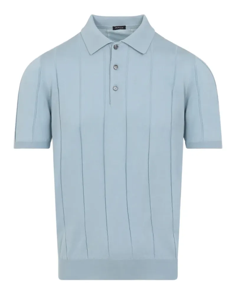 Kiton vertical stripe polo shirt - Blau Blau