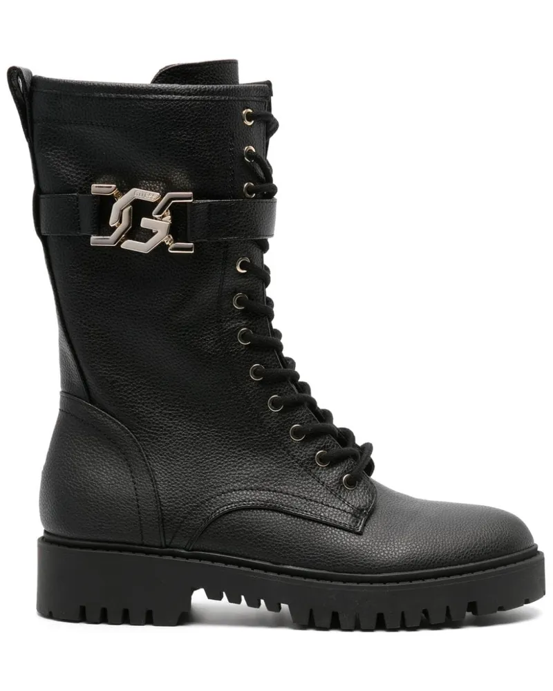 Guess Stiefel mit Logo-Schild - Schwarz Schwarz
