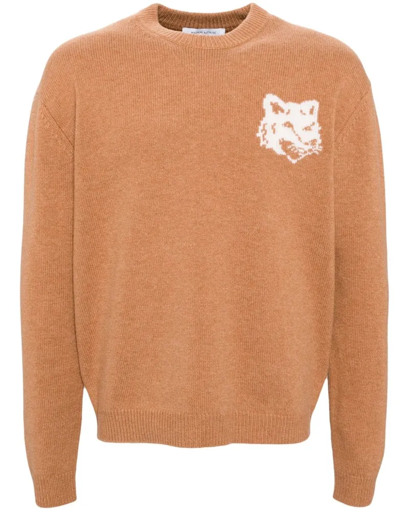 Kitsuné Intarsien-Pullover mit Fuchskopf - Nude Nude