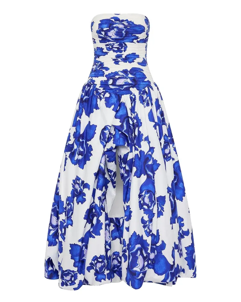 Aje. floral-print strapless dress - Blau Blau