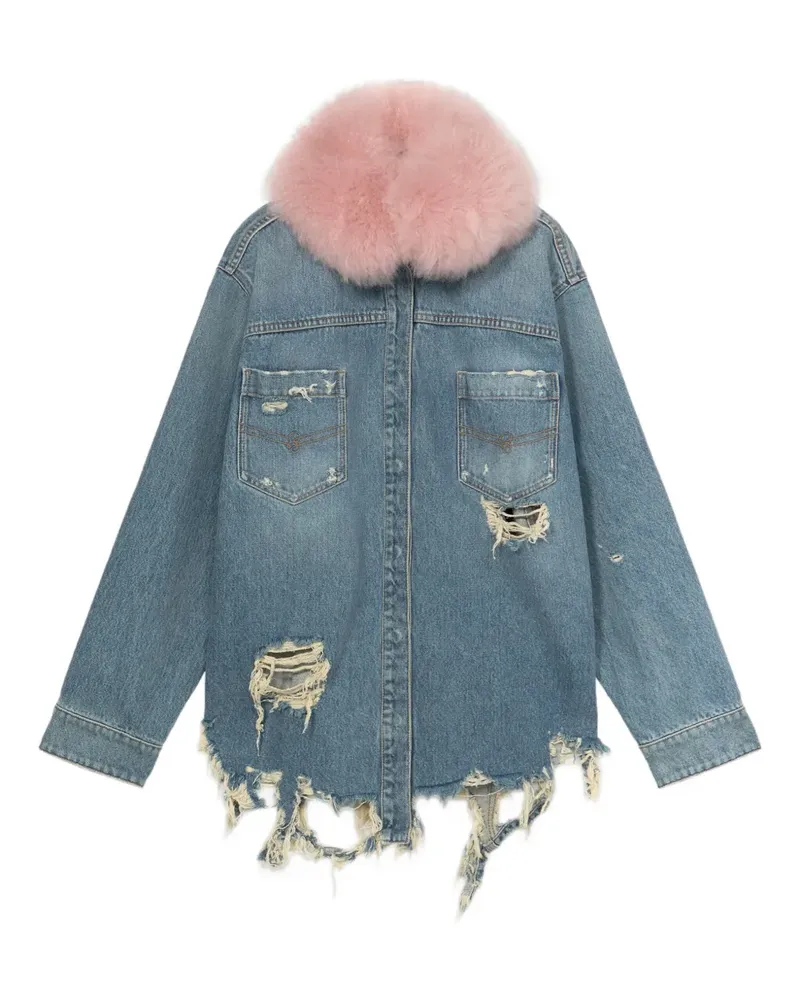 Blumarine Jeansjacke im Distressed-Look - Blau Blau