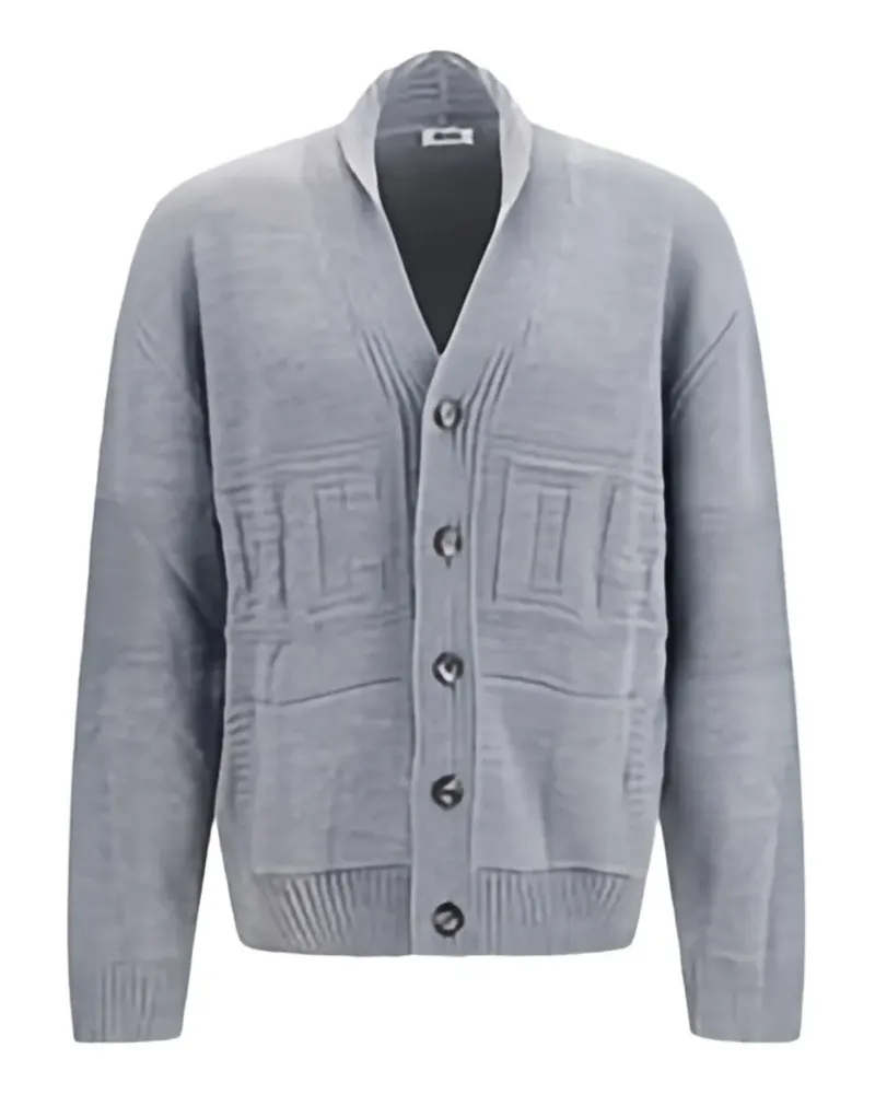 GCDS logo-embossed shawl-collar cardigan - Grau Grau