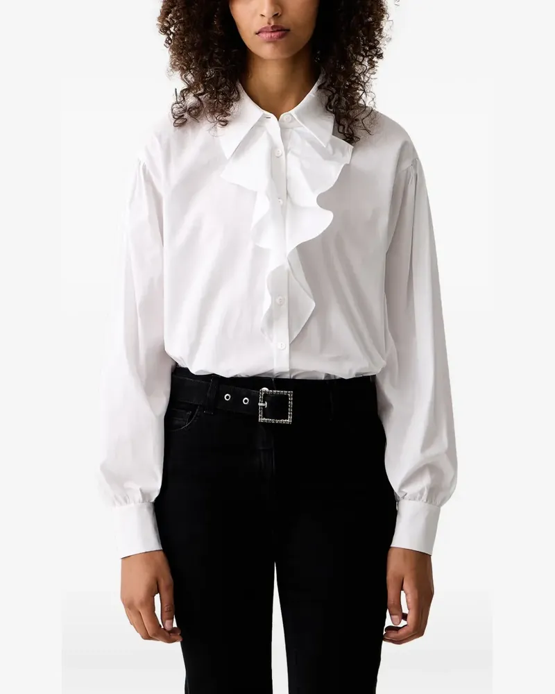 Luisa Spagnoli Loriana ruffled-trim long-sleeve shirt - Weiß Weiß