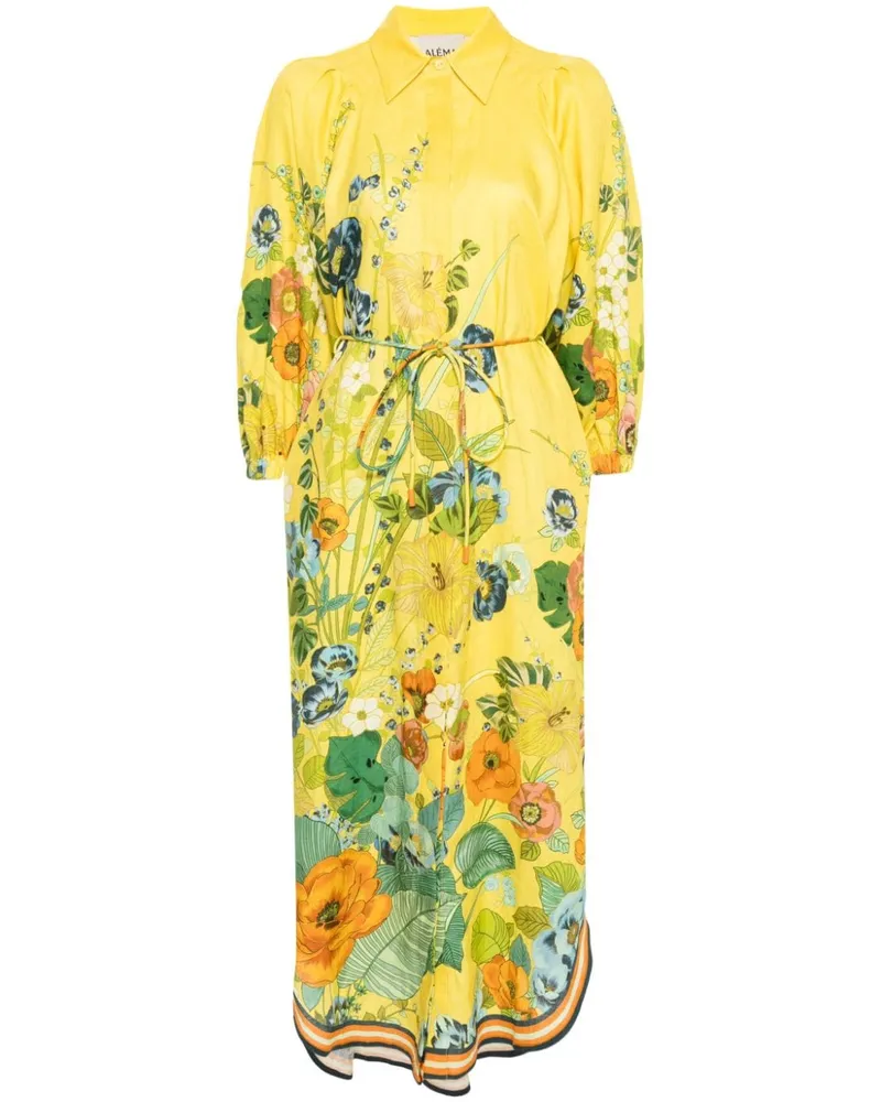 ALEMAIS Cresida floral-print linen dress Gelb