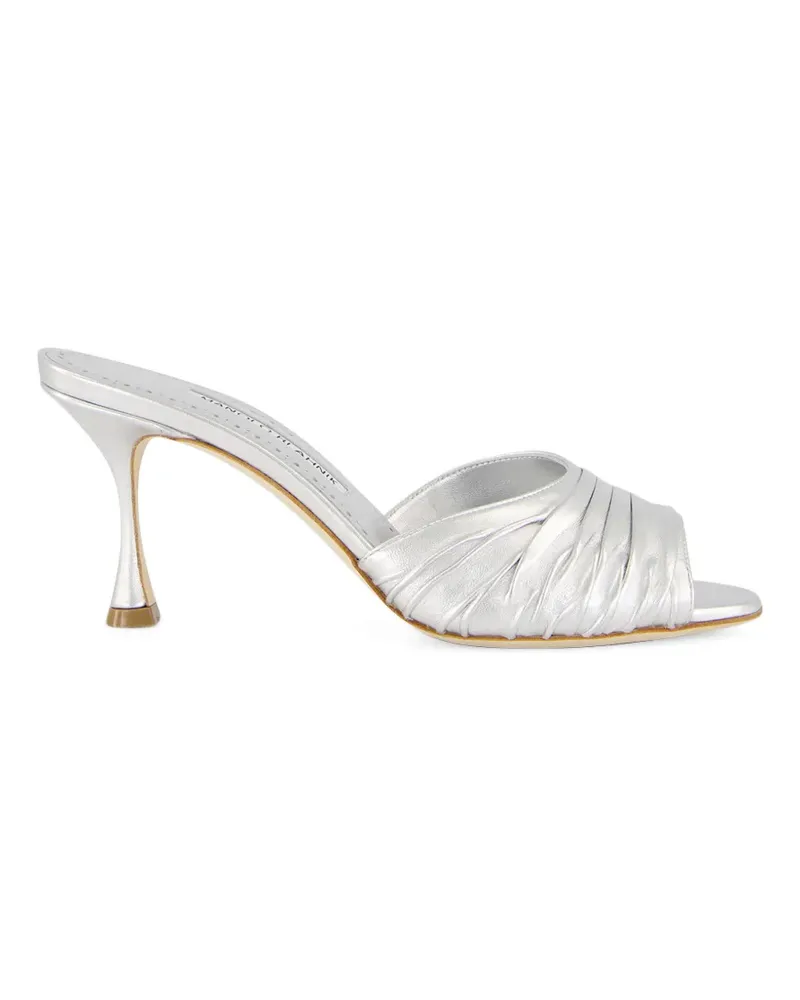 Manolo Blahnik Pirua nappa leather heeled mules - Silber Silber
