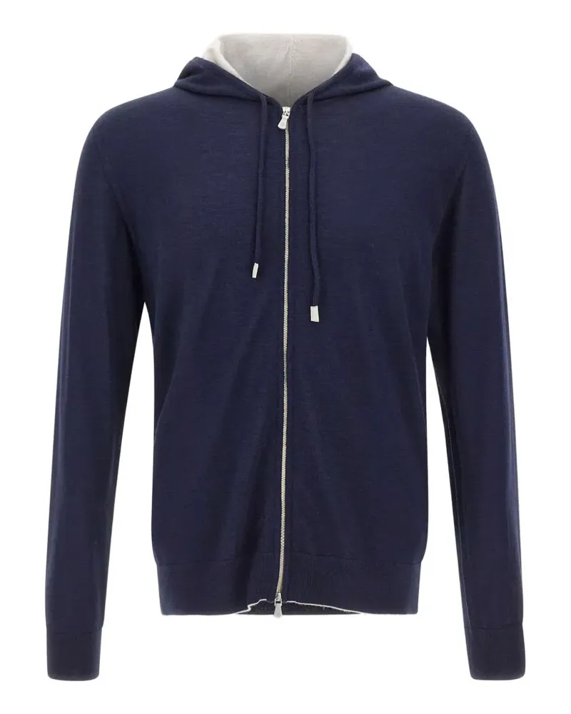 Eleventy zip-up drawstring hoodie - Blau Blau