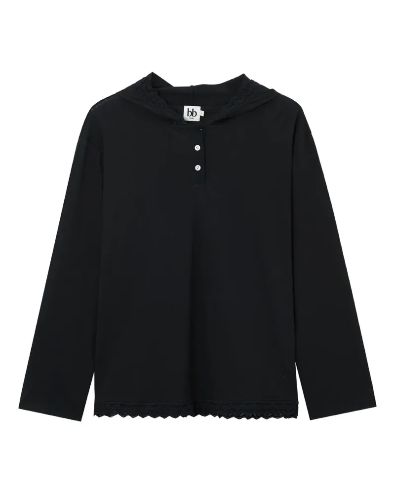 b+ab Lacetrom Hoodie - Schwarz Schwarz