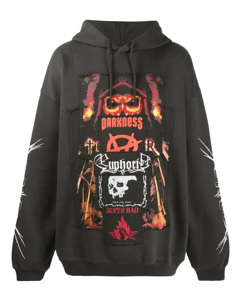 VETEMENTS Hoodie im Patchwork-Look - Grau Grau