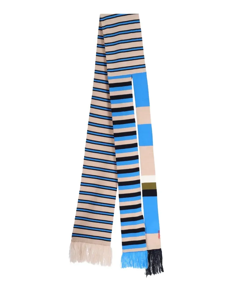 Marni Gestreifter Schal mit Fransen - Blau Blau